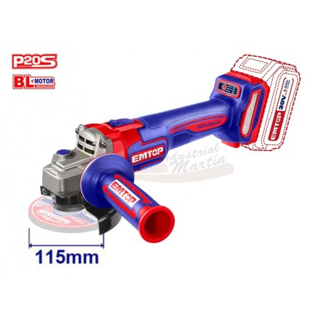 AMOLADORA 115MM M14 BATERIA 20V BRUSHLESS - EMTOP