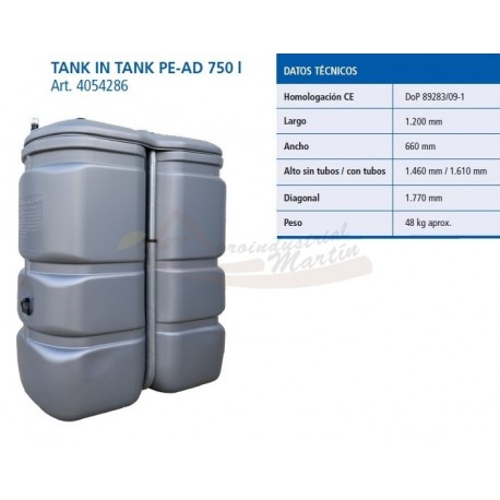 Schutz TANK IN TANK Plástico Doble 750 L gris Depósito Gasoil