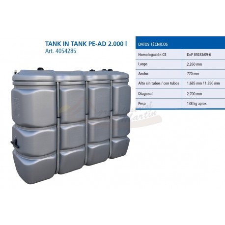 Schutz TANK IN TANK Plástico Doble 2000 L gris Depósito Gasoil