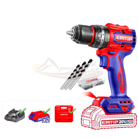 Taladro percutor a batería EMTOP 20V 55 Nm (22+1+1) P20S