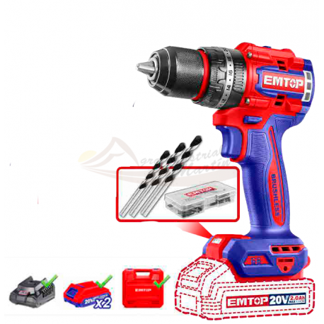 Taladro percutor a batería EMTOP 20V 66 Nm (22+1+1) P20S