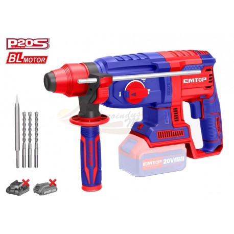 Martillo perforador SDS Plus a batería EMTOP 20V P20S – 2 J, 26 mm