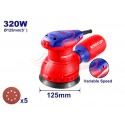Lijadora roto-orbital eléctrica EMTOP 320W 125 mm base velcro